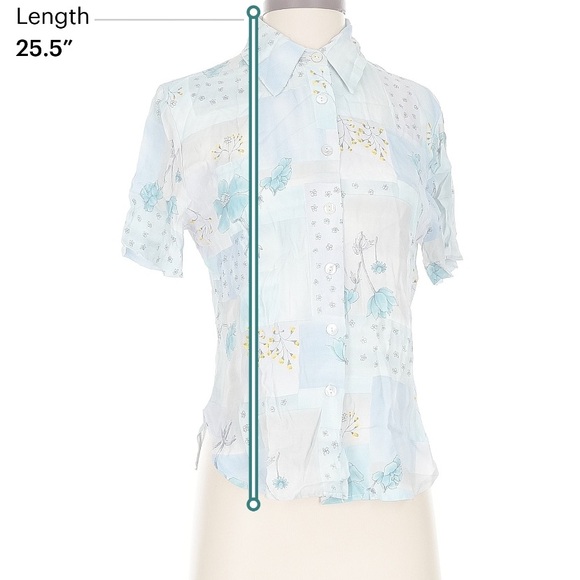 Blue Patchwork Pattern Floral Blouse - Picture 2 of 5